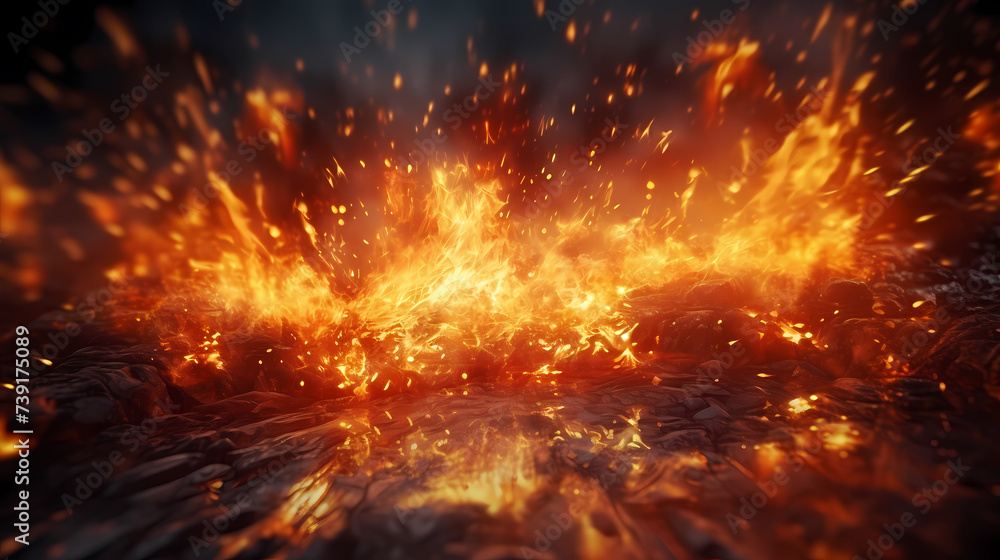 Fire Rises Background Abstract fire background with hot sparks rising from a fire in the ...