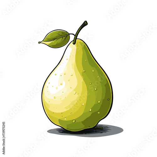 Illustration of a fresh green pear on a gray background, vector