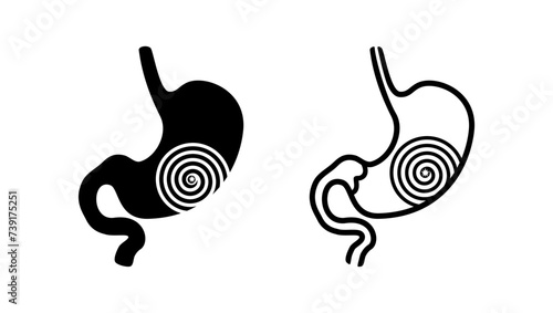 Stomach ulcer sign, black isolated silhouette
