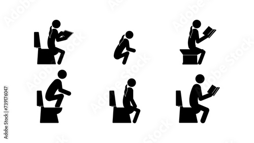 Toilet icons set stick figures, vector illustration.