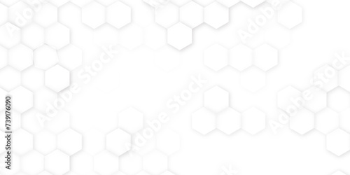 Abstract. Embossed Hexagon , honeycomb white Background