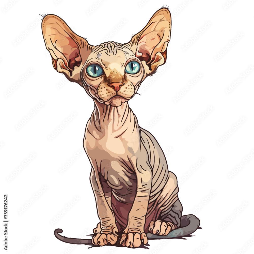 Sphynx cat. Vector illustration of the Sphynx cat.