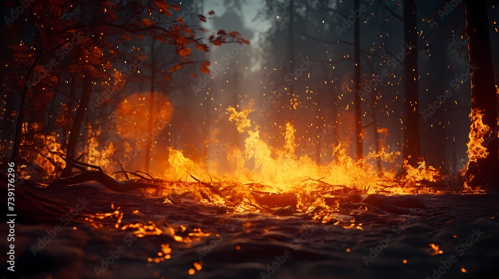 Abstract fire background with hot sparks rising from a fire in the night sky Abstract fire background with hot sparks rising from a fire in the night sky