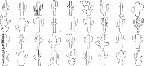 Minimalist cactus line art collection, modern design for wall decor, prints, apparel, packaging. Elegant, simple, natural, trendy, aesthetic, vibrant, resilient, distinctive