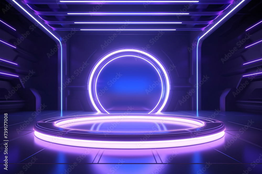 Fototapeta premium Futuristic metaverse empty room product display