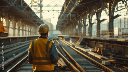 Engineer Conducts Detailed Inspection of Railway Switch and Supervises Construction Work at Railroad Station