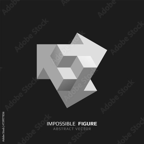 Impossible figure. 3D abstract optical illusion. Vector illustration.