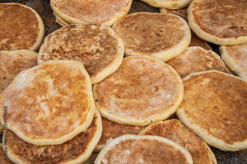 Freshly baked and warm village bread Freshly baked and warm village bread