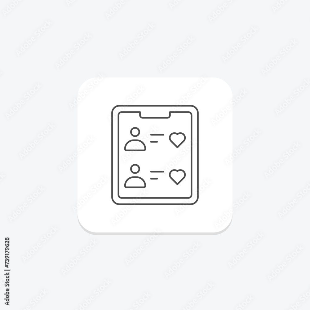 Friends List icon, friends, gaming, game, contacts thinline icon, editable vector icon, pixel perfect, illustrator ai file Friends List icon, friends, gaming, game, contacts thinline icon, editable vector icon, pixel perfect, illustrator ai file