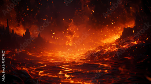 Intense flames, depict flames with realistic flames 3D © ma