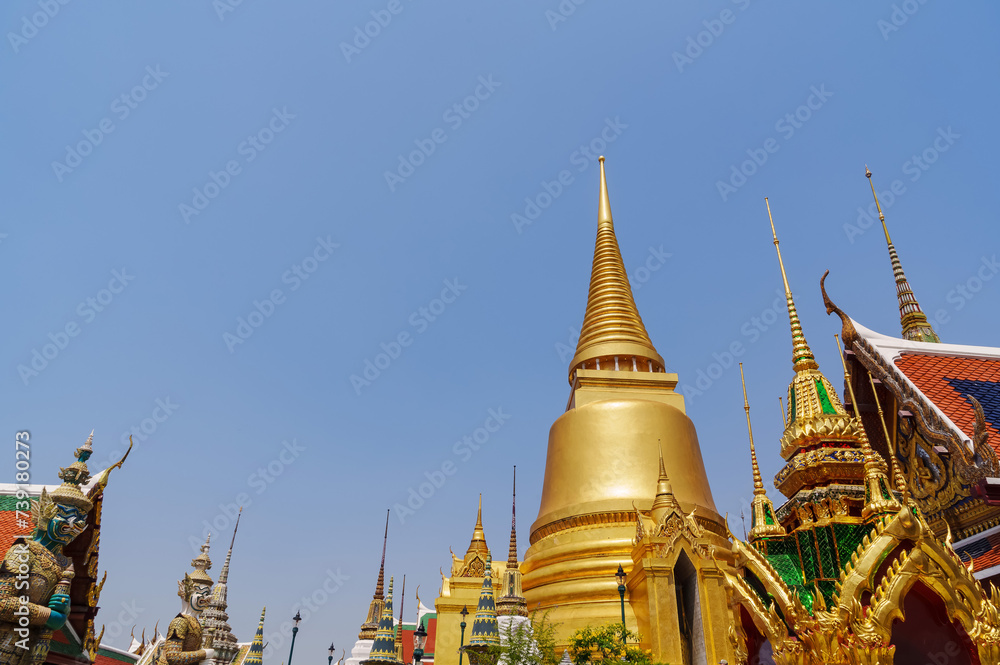Naklejka premium Places inside Wat Phra Kaew Grand Palace. Here are the main tourist attractions in Bangkok, Thailand.
