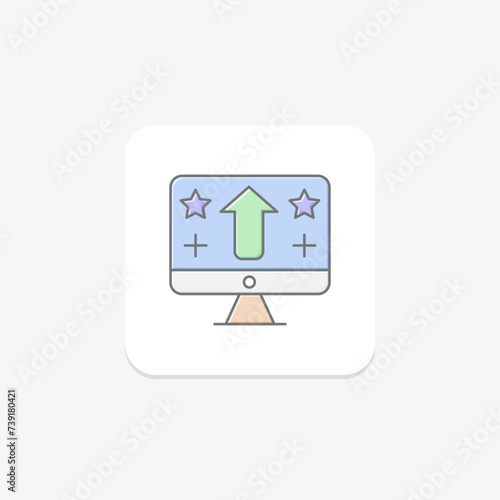 Upgrades icon, gaming, game, improvements, enhancements lineal color icon, editable vector icon, pixel perfect, illustrator ai file