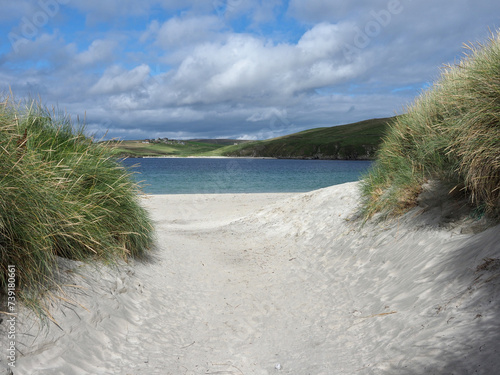 Seaside view. Sea landscape. Shetland Islands