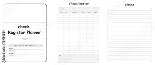Editable Check Register Planner Kdp Interior printable template Design.