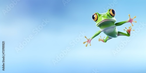 Frolicking into February with a lively green frog on pastel. Concept Frogs, Nature, Rainforest, Greenery, Amphibians
