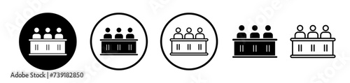 Legal Tribunal Line Icon. Court Panel Icon in Black and White Color. photo