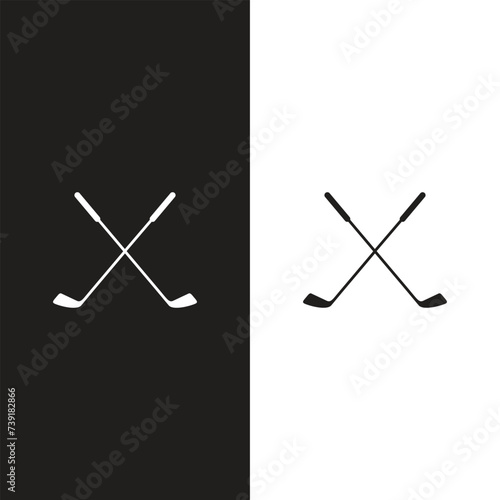 Ground, Grass Hockey icons isolated on white background. Grass Hockey sticks silhouettes. Vintage design elements for logo, badges, banners, labels. Vector illustration
