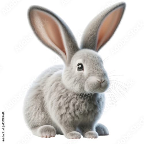 Rabbit in a realistic ,bunny,Animal,nature,clipart,png format,3D rendering illustration,isolated on a transparent background.