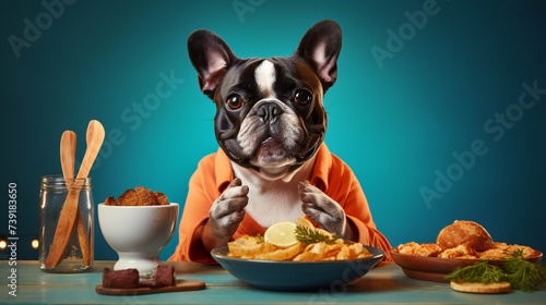 cuteness overload as the dog enjoys a delicious meal from the owner's hands, bright colored background_.jpg © Asad