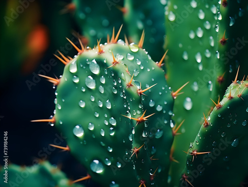 Wallpaper Mural Macro close up of a green cactus plant with water drops   Torontodigital.ca
