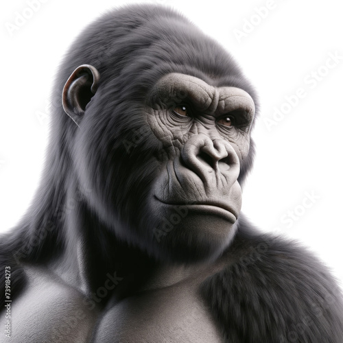 Gorilla in a realistic Animal nature clipart png format 3D rendering illustration isolated on a transparent background.