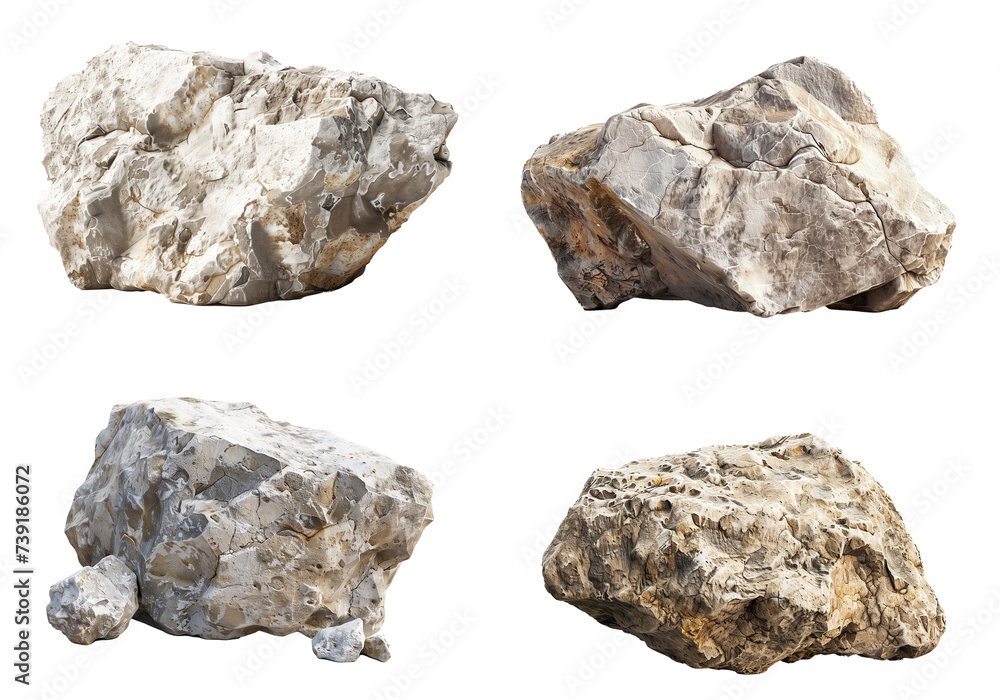 Collection of large limestone boulders isolated on transparent background, Assorted rocks set with realistic textures | Generative AI Collection of large limestone boulders isolated on transparent background, Assorted rocks set with realistic textures | Generative AI