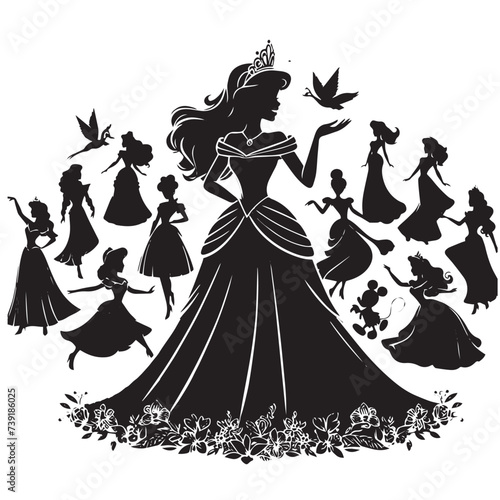 silhouettes of dancing girls