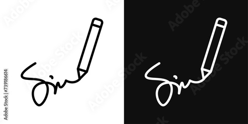 Signature icon set. Vector illustration
