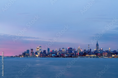 View of Midtown Manhattan at sunset from Long Island City  Queens  New York City.