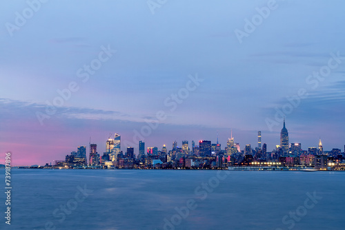 View of Midtown Manhattan at sunset from Long Island City, Queens, New York City.