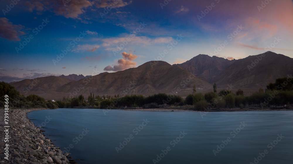 after sunset over the lake