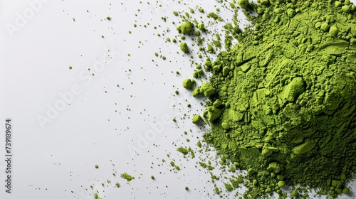 Matcha green tea powder on the ground