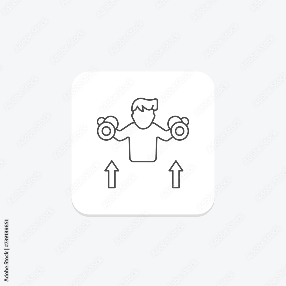 Upper Body Workout icon, workout, arms, chest, shoulders thinline icon, editable vector icon, pixel perfect, illustrator ai file Upper Body Workout icon, workout, arms, chest, shoulders thinline icon, editable vector icon, pixel perfect, illustrator ai file