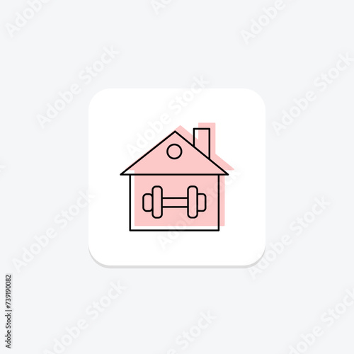 Gym icon, fitness center, training, workout, exercise color shadow thinline icon, editable vector icon, pixel perfect, illustrator ai file