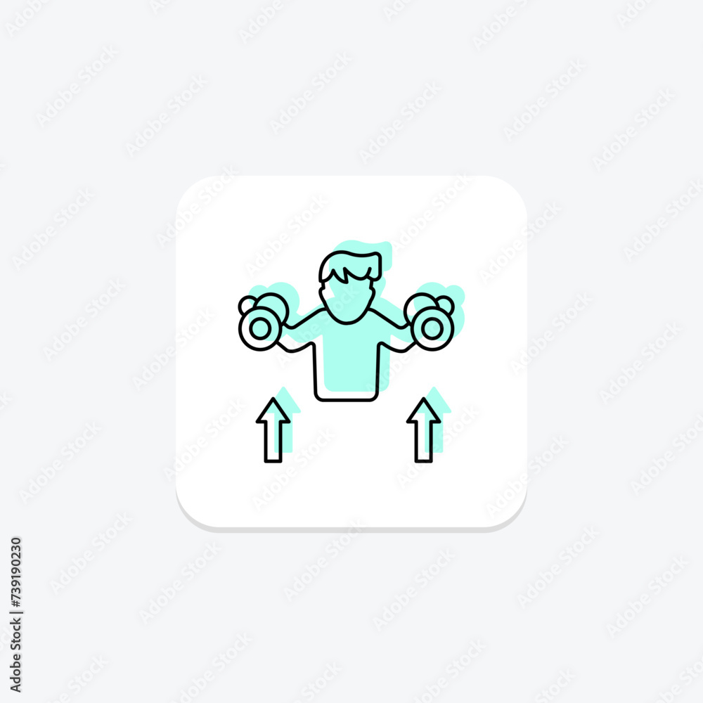 Upper Body Workout icon, workout, arms, chest, shoulders color shadow thinline icon, editable vector icon, pixel perfect, illustrator ai file Upper Body Workout icon, workout, arms, chest, shoulders color shadow thinline icon, editable vector icon, pixel perfect, illustrator ai file