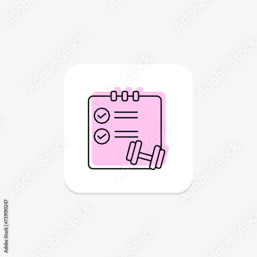 Workout Routines icon, routines, plans, schedules, regimen color shadow thinline icon, editable vector icon, pixel perfect, illustrator ai file
