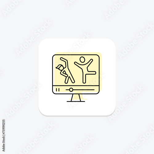 Fitness Classes icon, classes, group, exercise, workout color shadow thinline icon, editable vector icon, pixel perfect, illustrator ai file