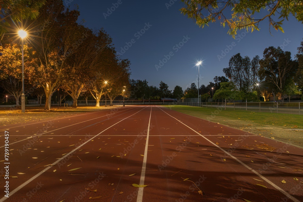 The smooth surface of the Pristine running track is ready for runners. The smooth surface of the Pristine running track is ready for runners.