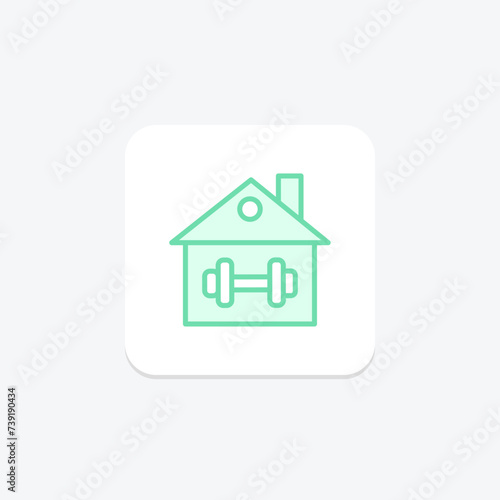Gym icon, fitness center, training, workout, exercise duotone line icon, editable vector icon, pixel perfect, illustrator ai file