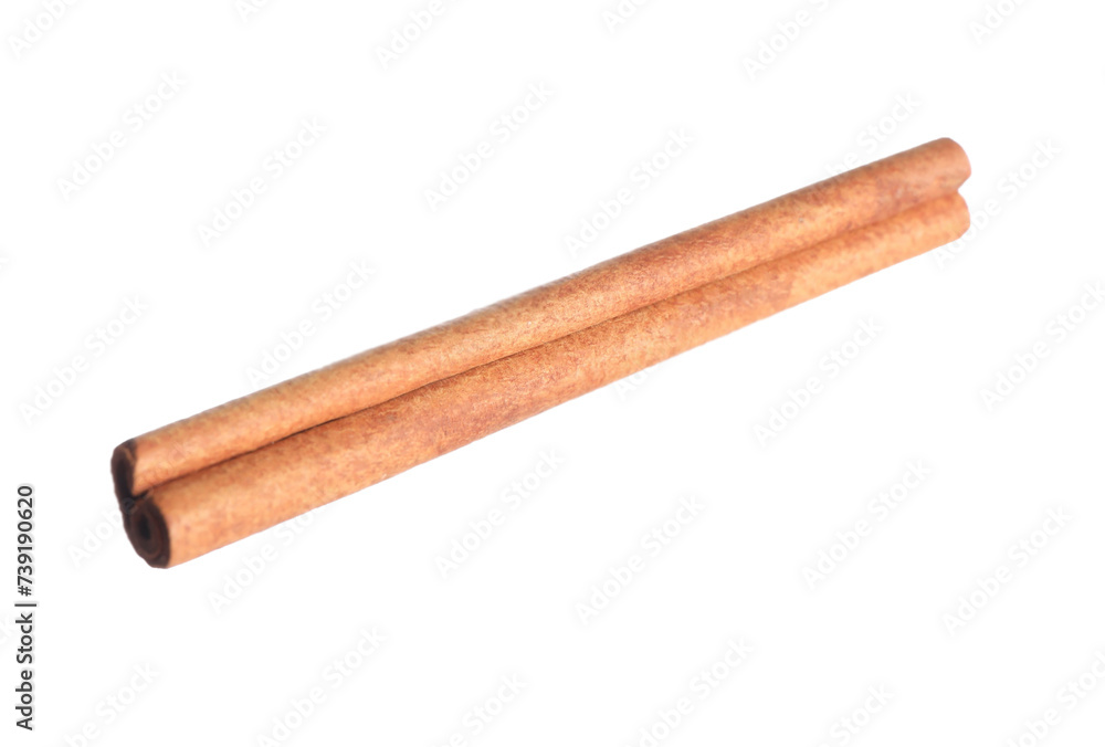 One aromatic cinnamon stick isolated on white One aromatic cinnamon stick isolated on white