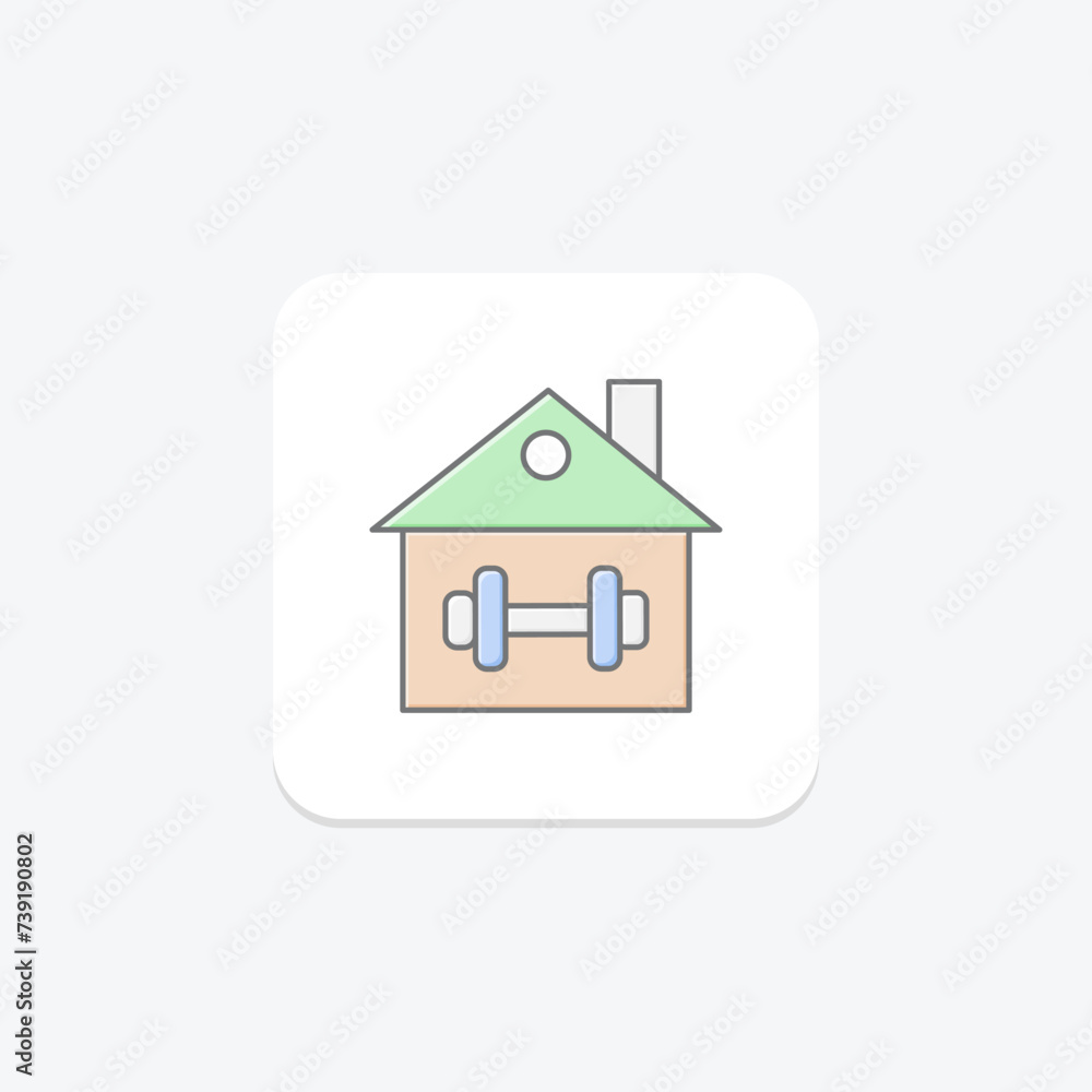 Gym icon, fitness center, training, workout, exercise lineal color icon, editable vector icon, pixel perfect, illustrator ai file Gym icon, fitness center, training, workout, exercise lineal color icon, editable vector icon, pixel perfect, illustrator ai file