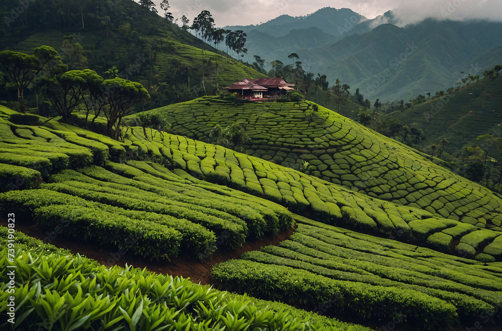 tea plantation landscape background