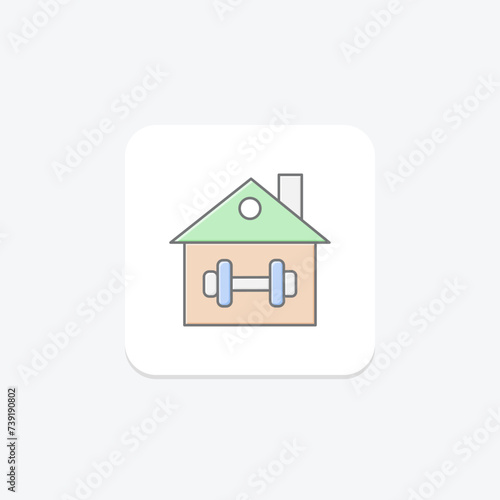 Gym icon, fitness center, training, workout, exercise lineal color icon, editable vector icon, pixel perfect, illustrator ai file