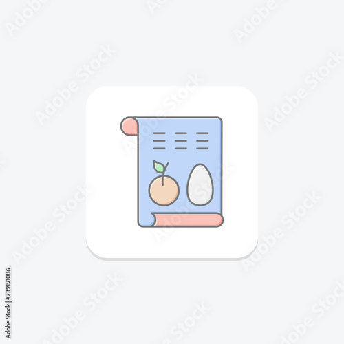 Meal Planning icon, planning, preparation, cooking, recipes lineal color icon, editable vector icon, pixel perfect, illustrator ai file