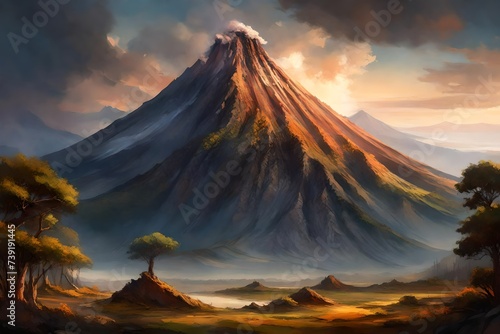 Natural mountain created by AI technology photo