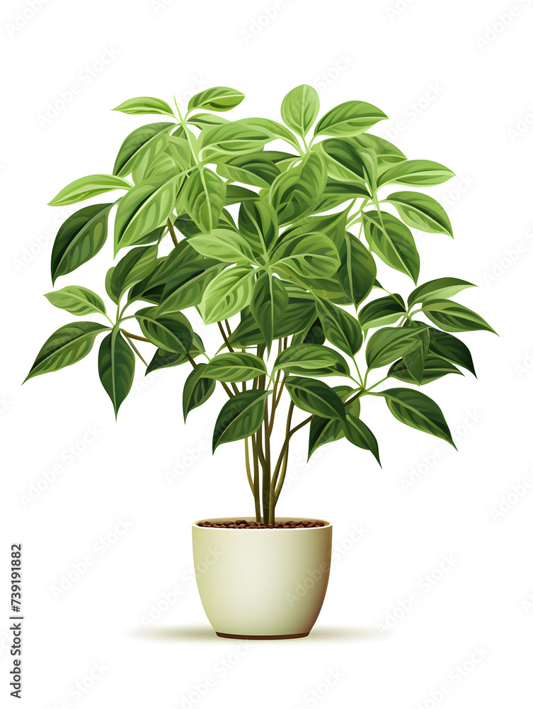 Illustration of a small money tree in a pot on white background 