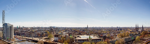 Panoramic aerial view of Amsterdam in a beautiful day, The Netherlands 
