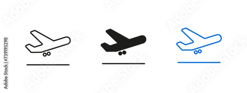 Airplane. The plane takes off. A vector image. A set of icons.