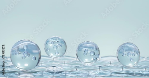 Molecule inside Liquid Bubble. skin care cosmetics