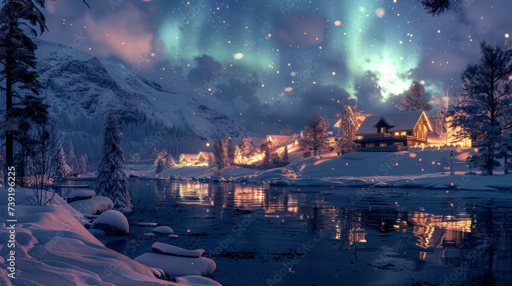 aurora borealis, northern winter-landscape aurora borealis, northern winter-landscape